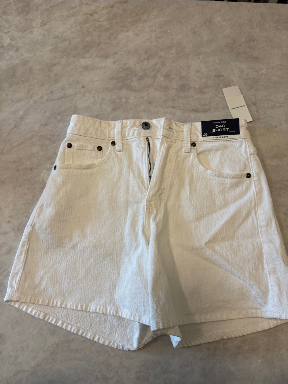 NWT Abercrombie & Fitch Curve Love White High-Rise Dad Shorts